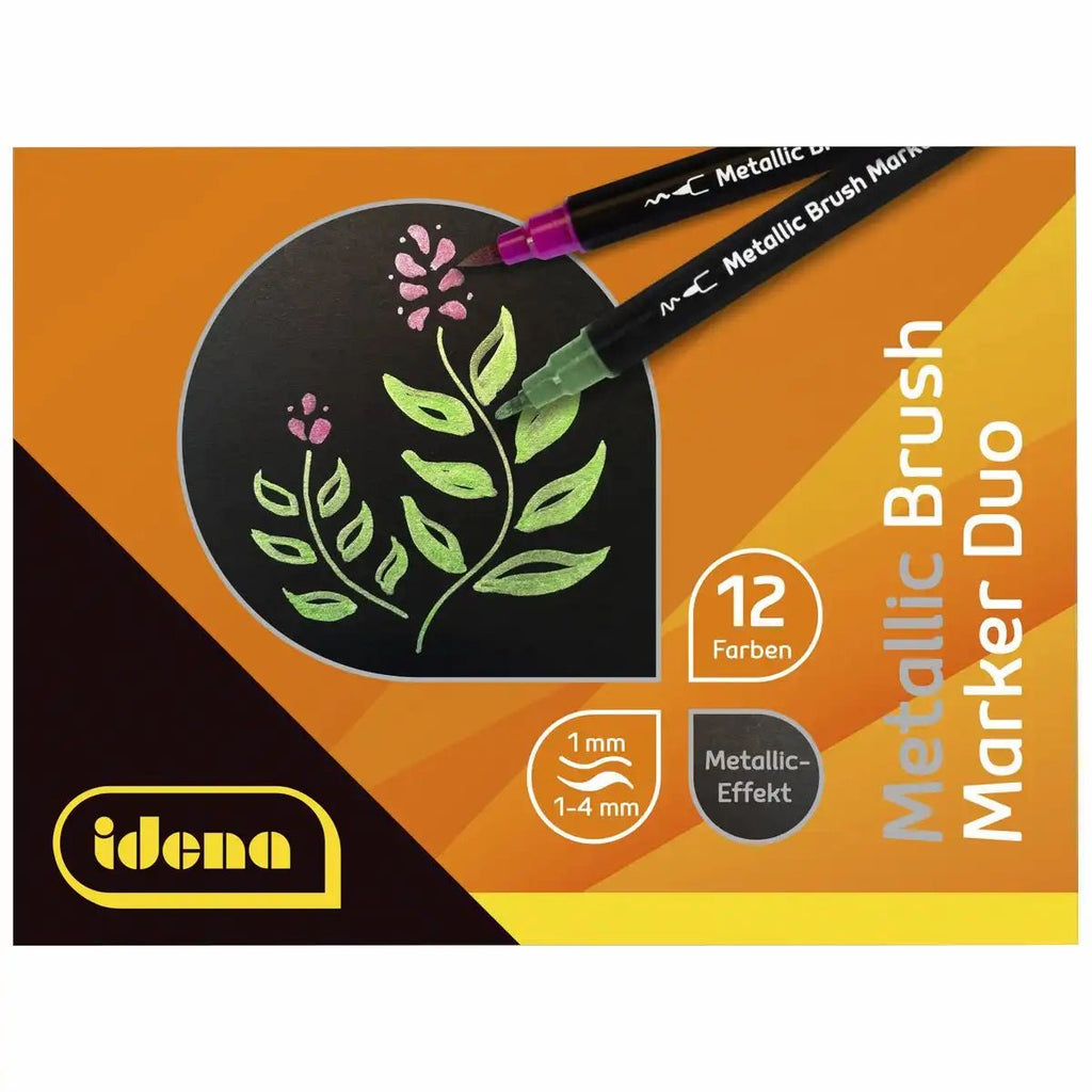 Idena Brushpens metallic wasserbasiert 12 Stück