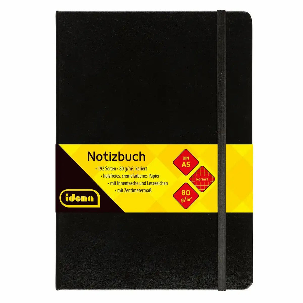 Kariertes Notizbuch A5 Idena mit Gummiband & Leseband