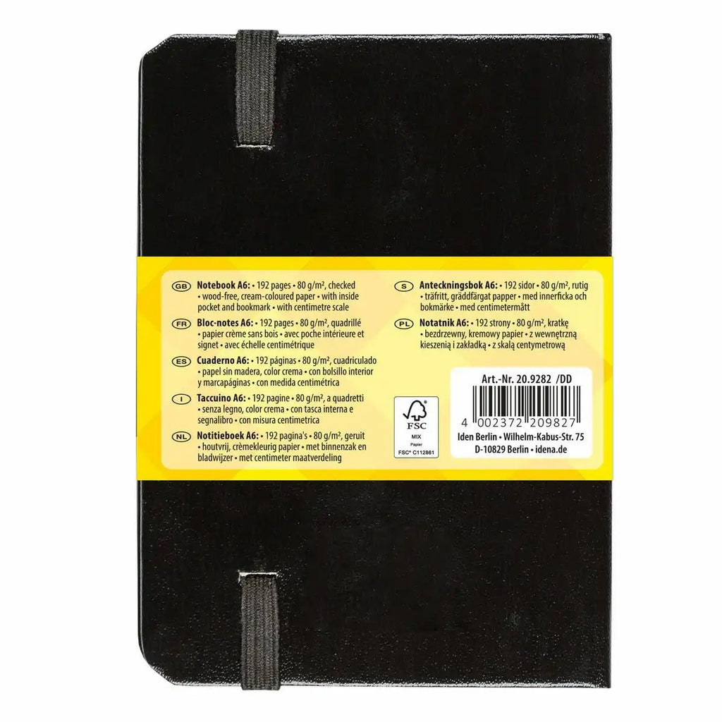 Notizbuch A6 kariert 80g Papier schwarz Idena