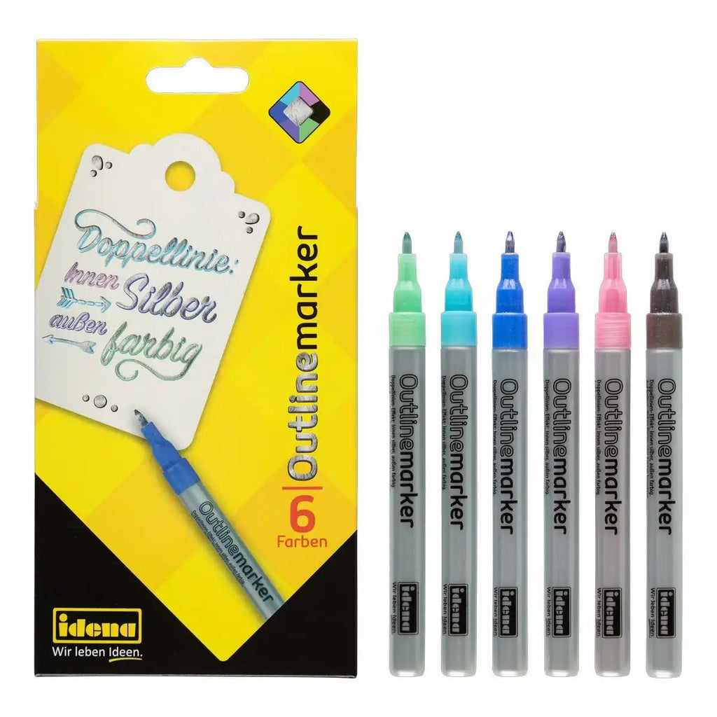 Idena Outlinemarker 6 Farben mit Doppellinieneffekt