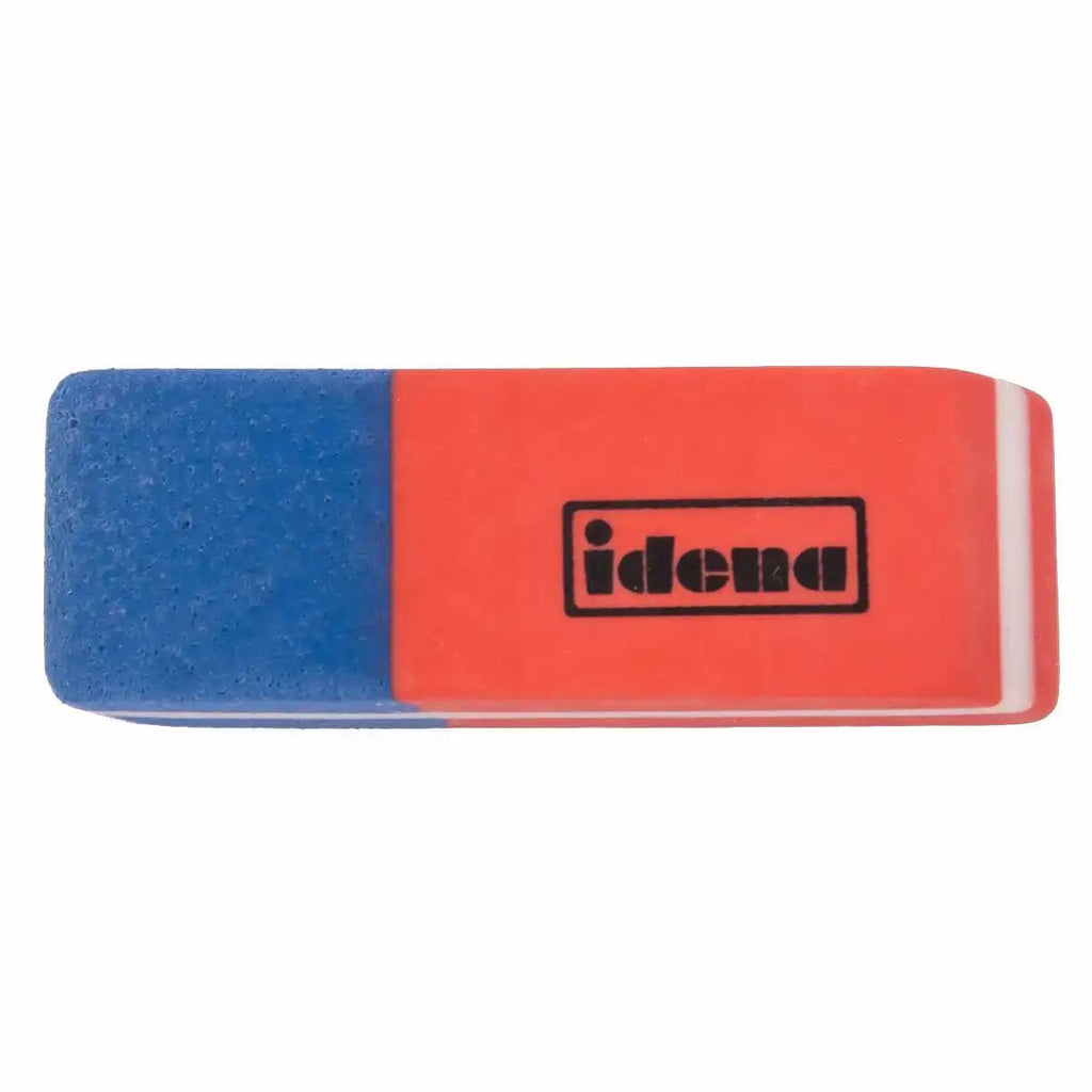 Radiergummi Idena rot blau für Bleistift und Tinte 2 Stück