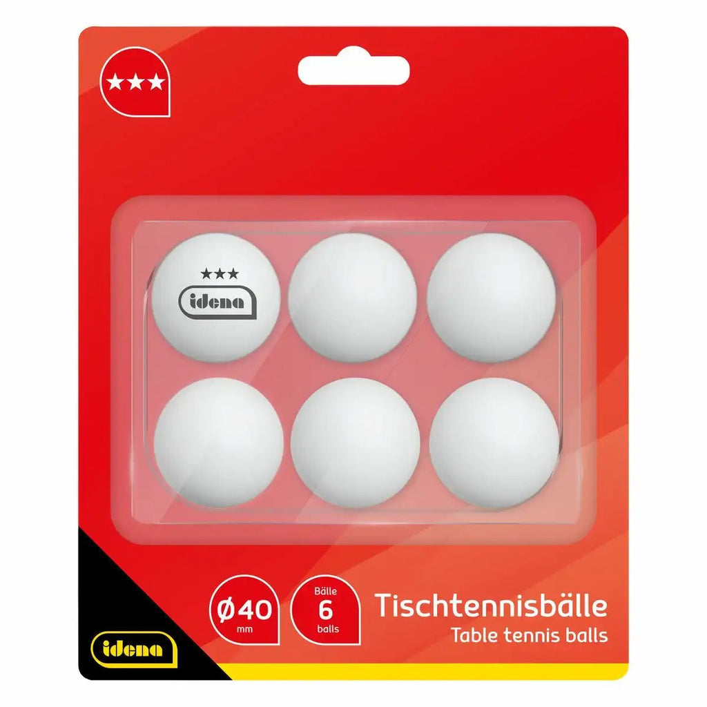 Idena Tischtennisbälle 3-Sterne 6er-Set Ø 4 cm weiß Kunststoff