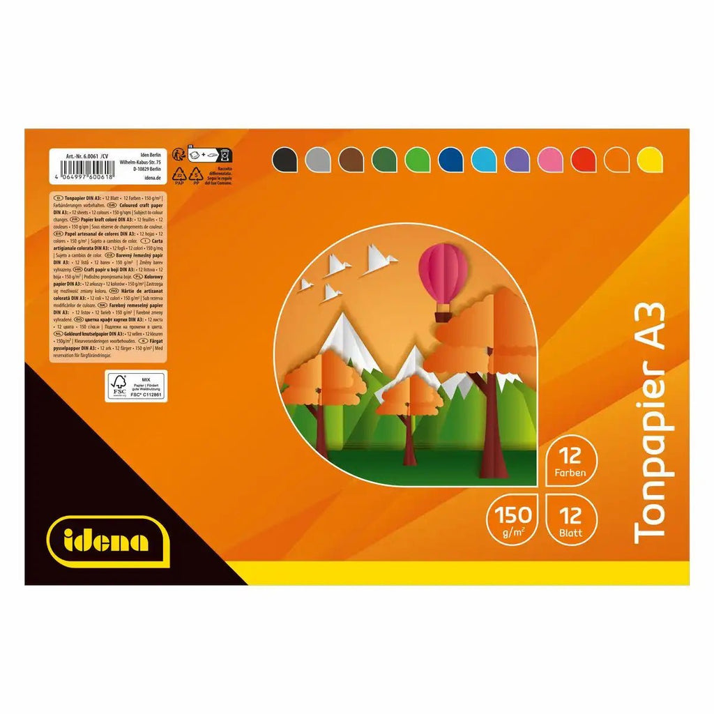 Bastelpapier Idena A3 150 g/m² Mehrfarbig