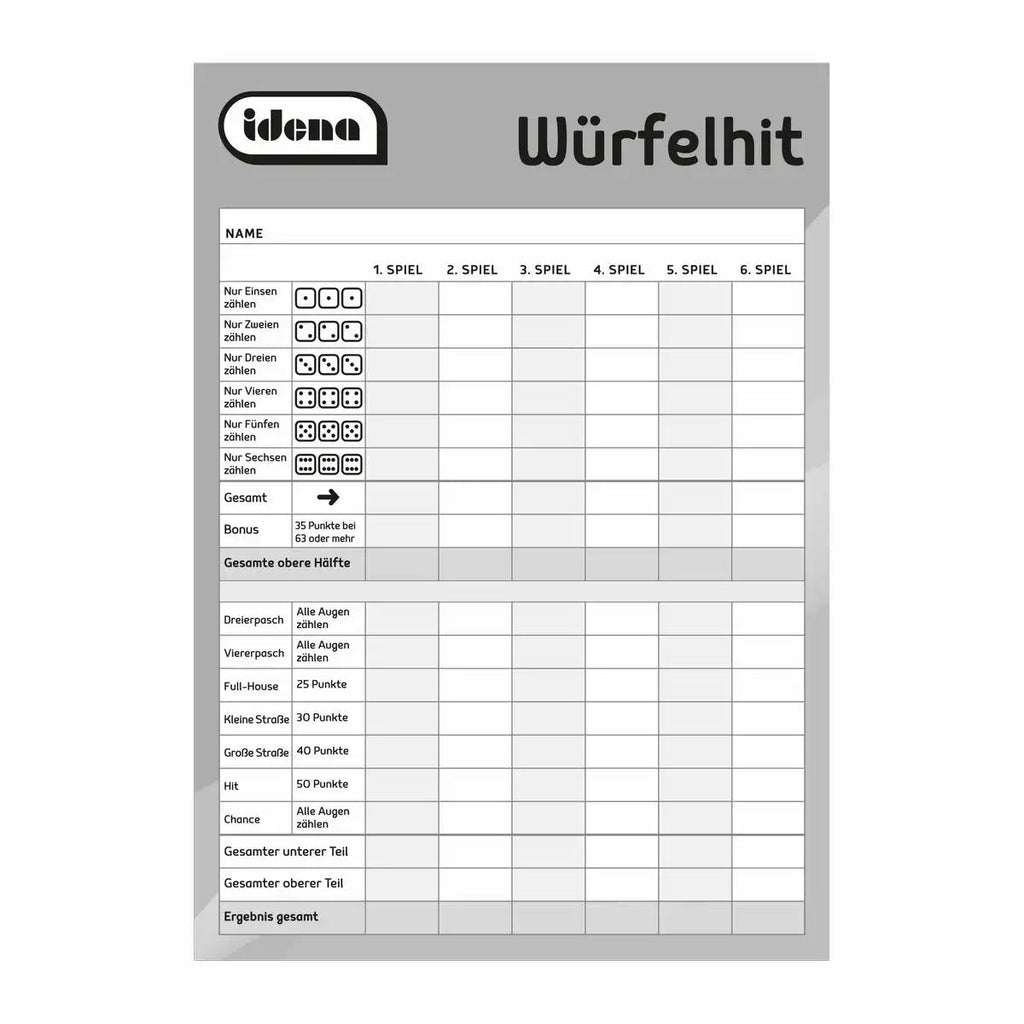 Würfelhit Spiel Idena 3er Set nachhaltig FSC® Papier