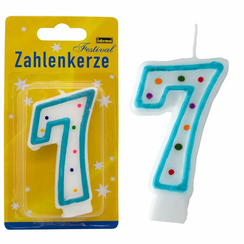 Zahlenkerze 7 türkis Idena – dekorativ & individuell kombinierbar
