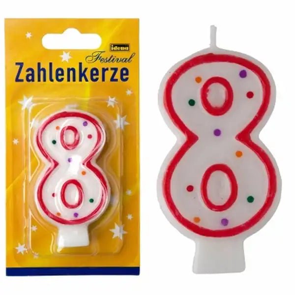 Zahlenkerze „8“ rot Idena – kombinierbare Deko für Feiern
