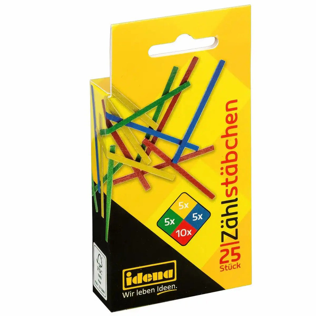 Bunte Holzstäbchen 75 mm Idena Lernspielzeug 25er Pack