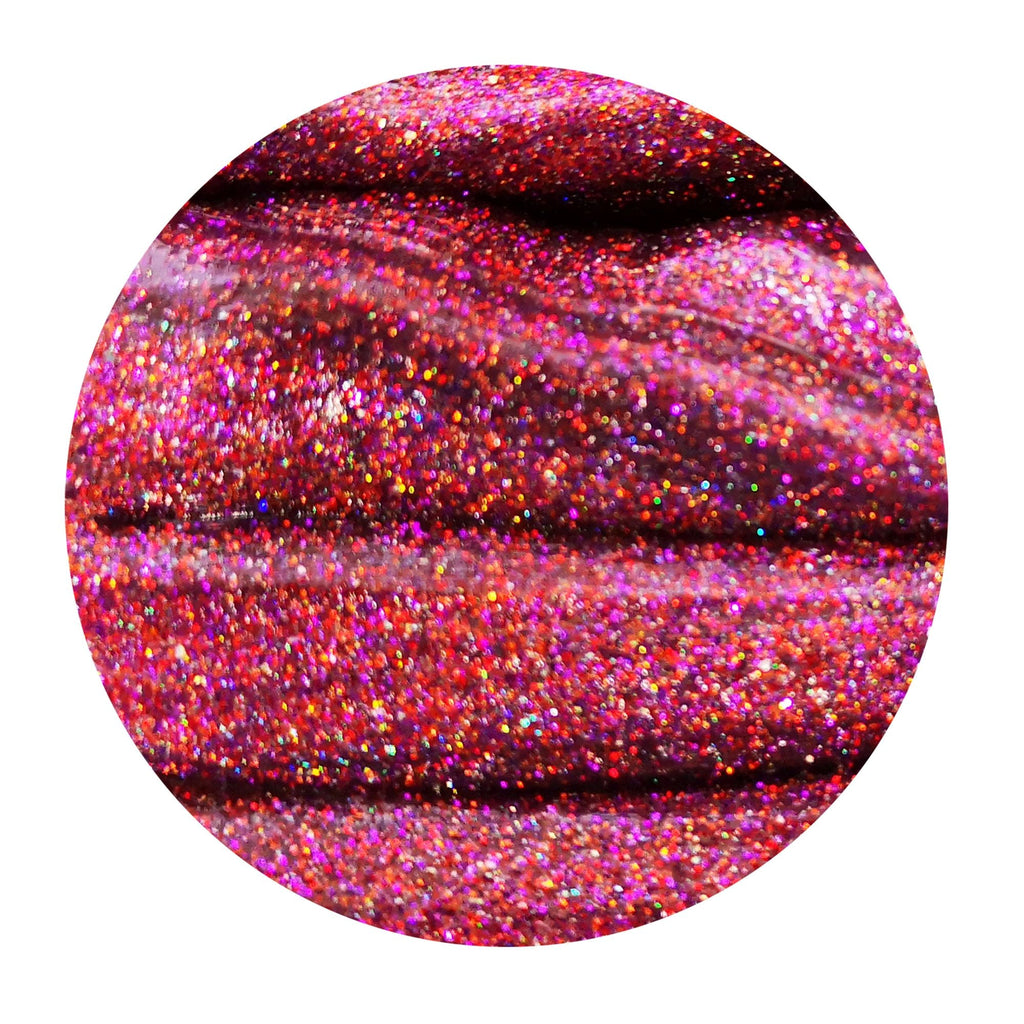 Cosmic Red Knete mit Kupfer- und Lilapartikeln
