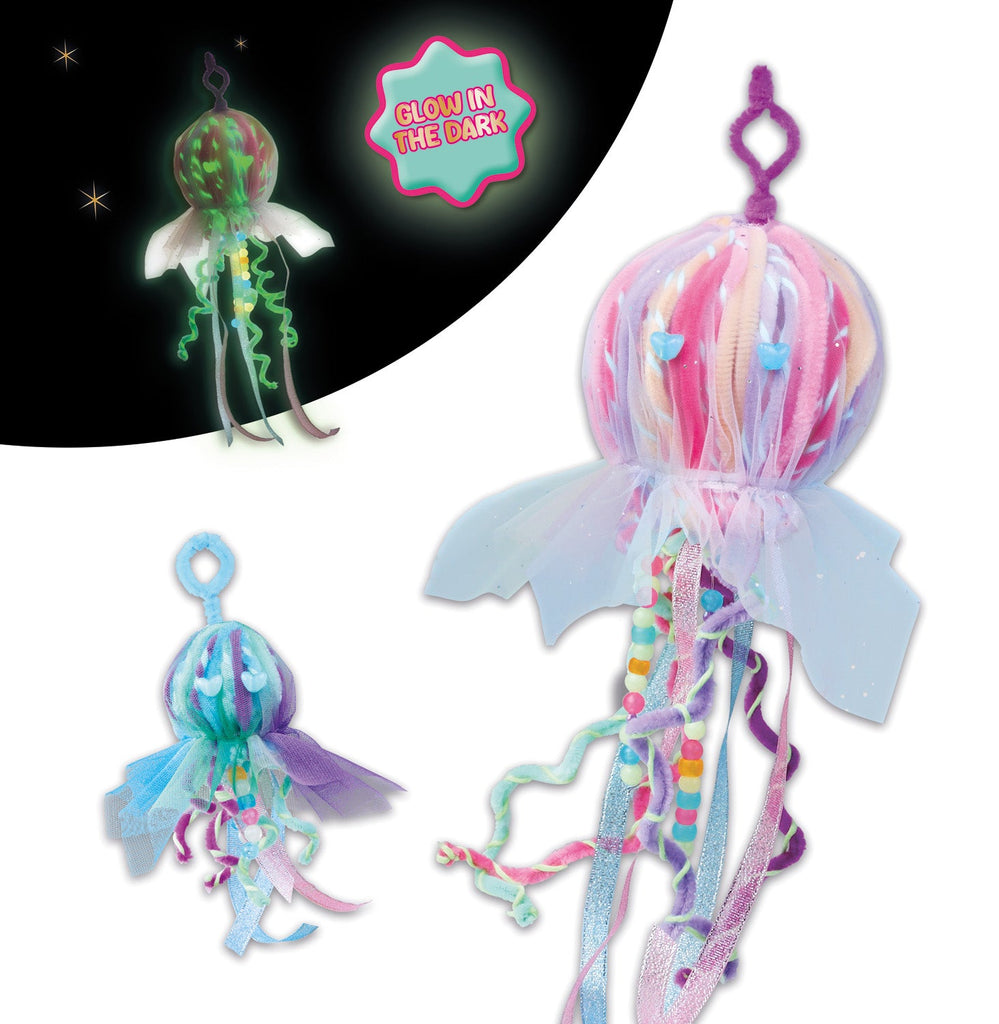 Leuchtende Qualle aus dem Jellyfish Bastelset in Vorderansicht
