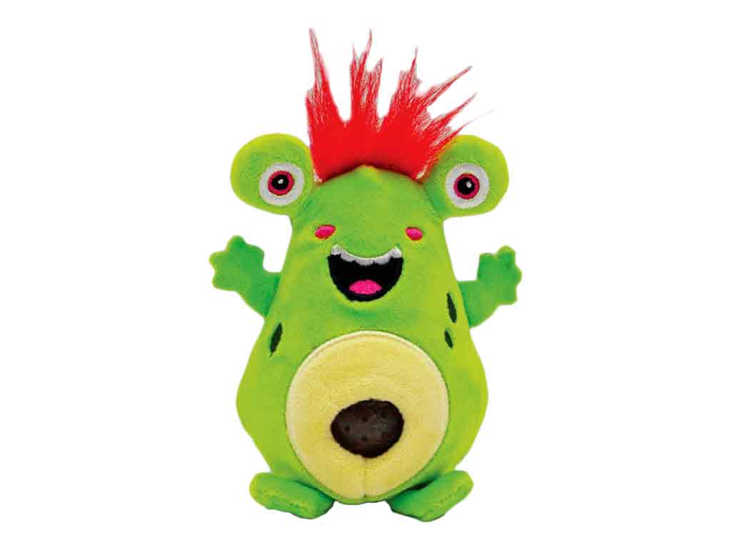 Jellyroos Monster Blam grüne Quetschfigur mit rotem Haar
