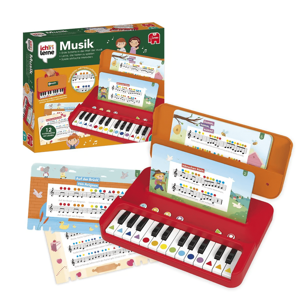 Musik-Lernspiel Jumbo Ich lerne Musik mit Piano und Notenblättern
