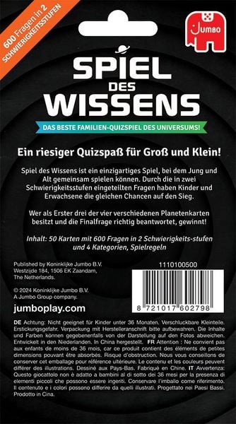 Wissensquiz Karten mit Planetensymbolen – Jumbo Spiel für unterwegs Spielregeln