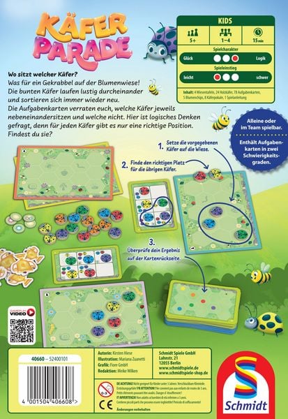 Gesellschaftsspiel Käferparade mit Spielplan und Karten
