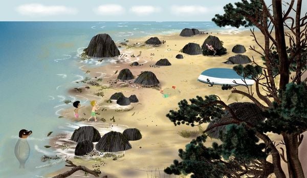 Kinderbuch Kalle und Elsa am Strand mit Schaufel und Fantasie