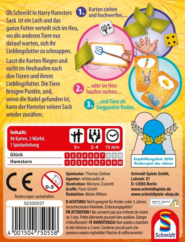 Kinderkartenspiel ab 5 Jahren – Die Nadel im Heuhaufen mit Tier- und Futterkarten