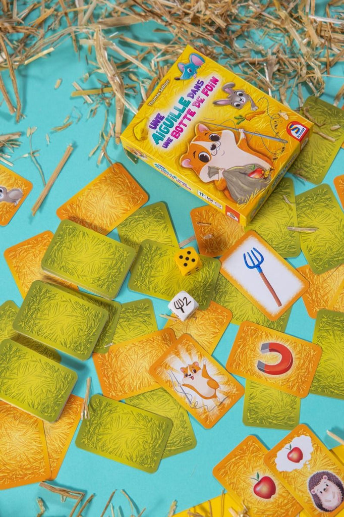 Kinderkartenspiel ab 5 Jahren – Die Nadel im Heuhaufen mit Tier- und Futterkarten