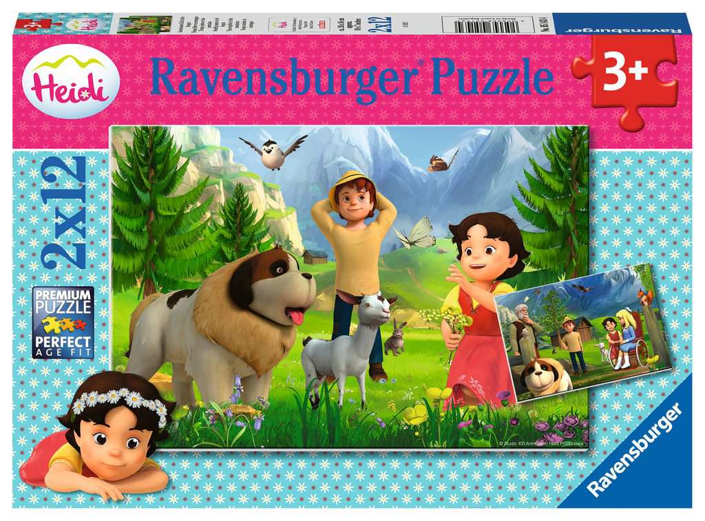 Kinderpuzzle 2x12 - Heidi: Gemeinsame Zeit in den Bergen - Ravensburger