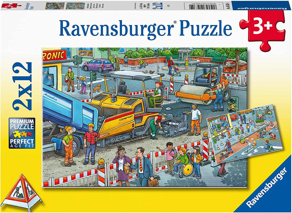 Kinderpuzzle 2x12 - Straßenbaustelle - Ravensburger