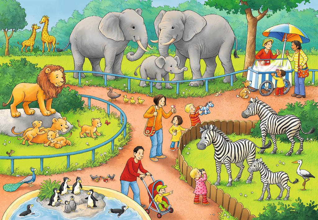 Kinderpuzzle 2x24 - Ein Tag im Zoo   - Ravensburger