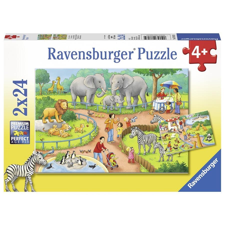 Kinderpuzzle 2x24 - Ein Tag im Zoo   - Ravensburger