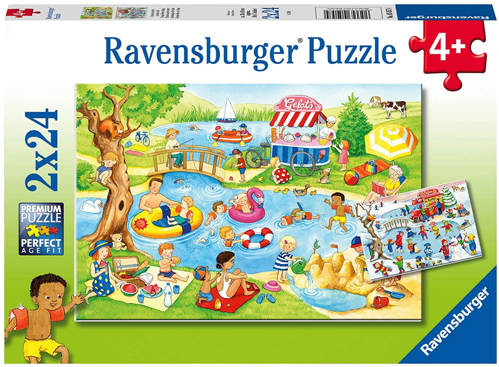 Kinderpuzzle 2x24 - Freizeit am See   - Ravensburger