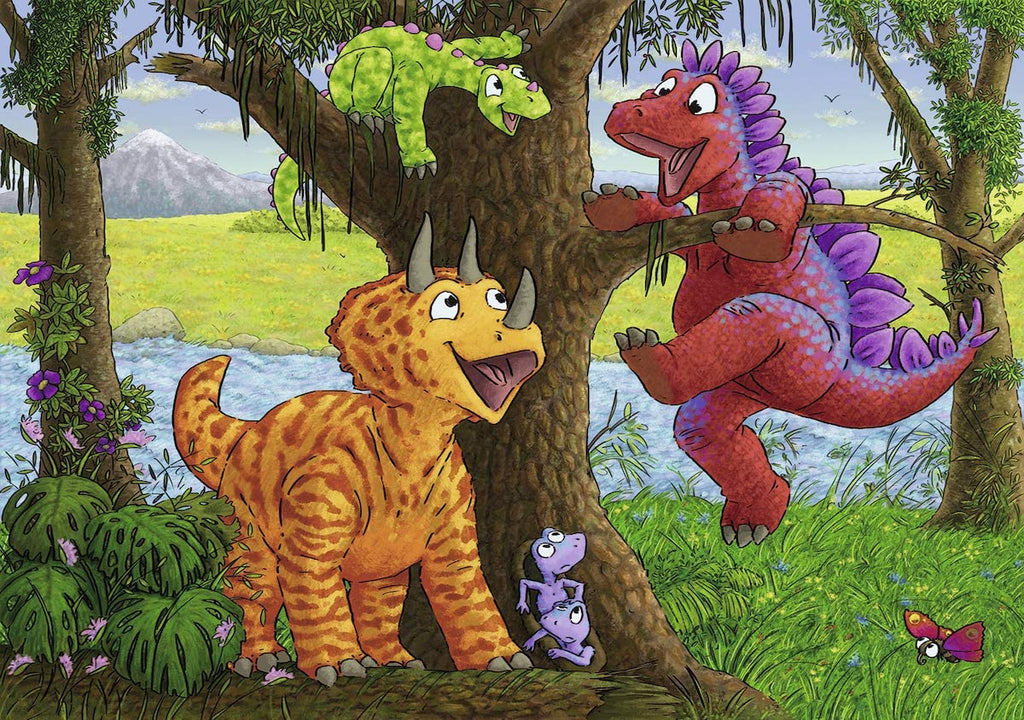 Kinderpuzzle 2x24 - Spielende Dinos - Ravensburger