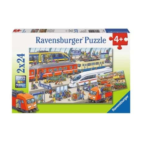 Kinderpuzzle 2x24 - Trubel am Bahnhof   - Ravensburger