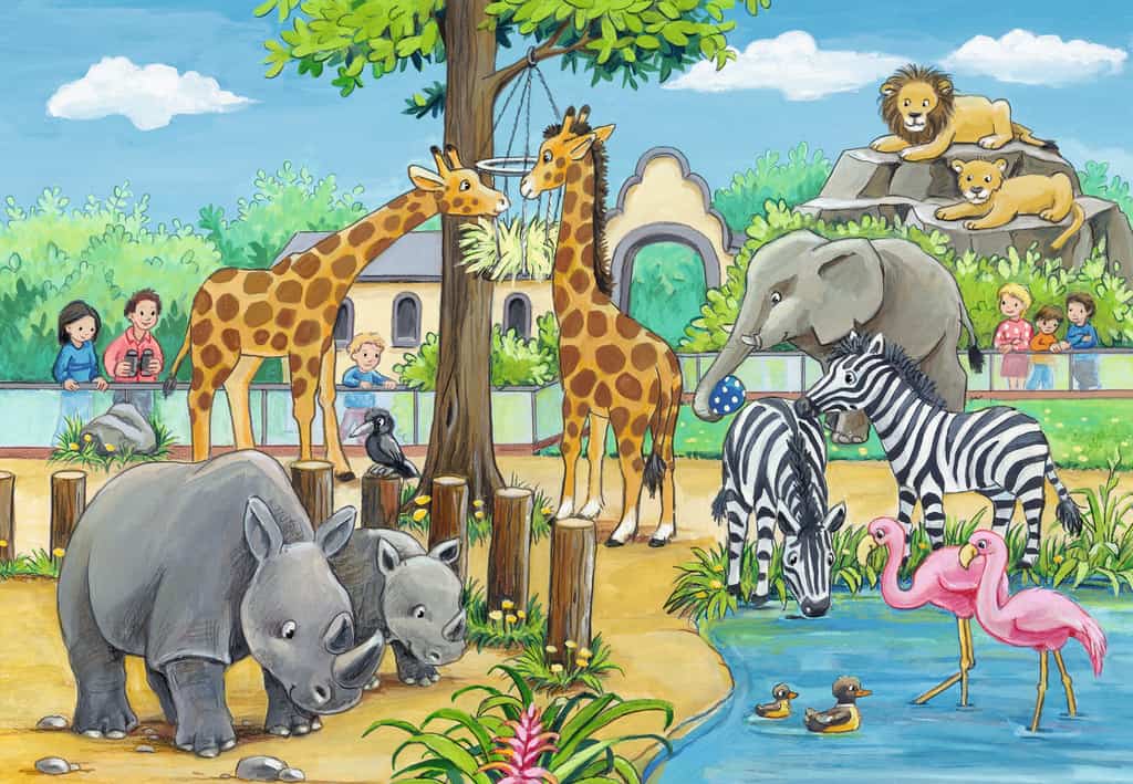 Kinderpuzzle 2x24 - Willkommen im Zoo  - Ravensburger