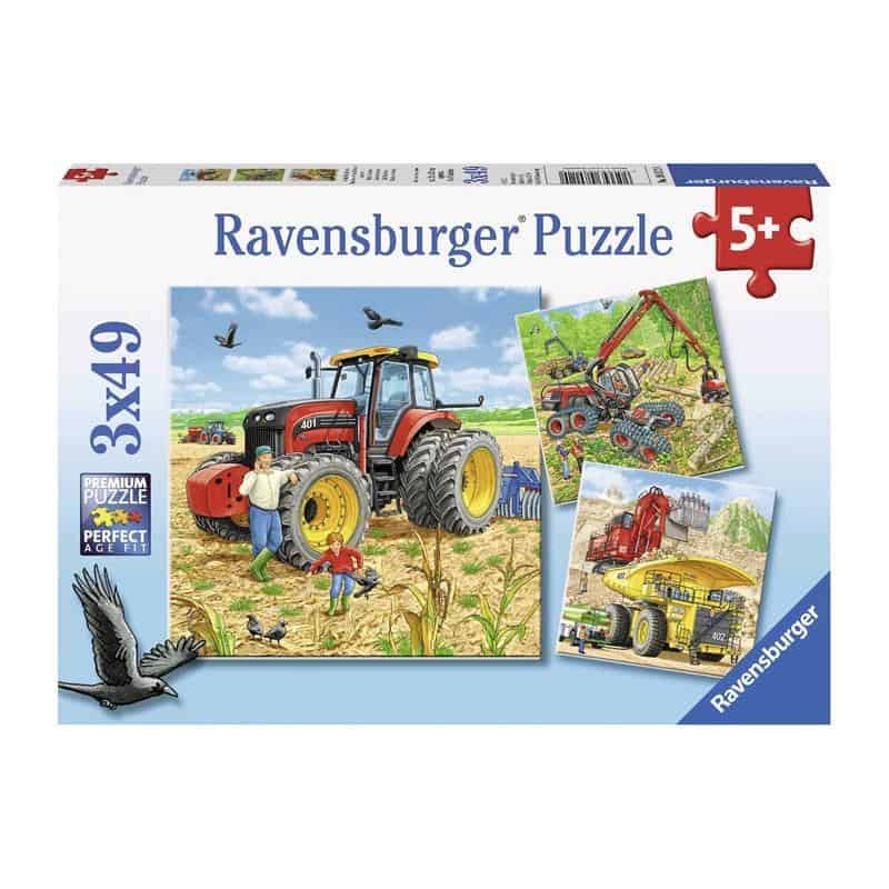 Kinderpuzzle 3x49 - Große Maschinen - Ravensburger