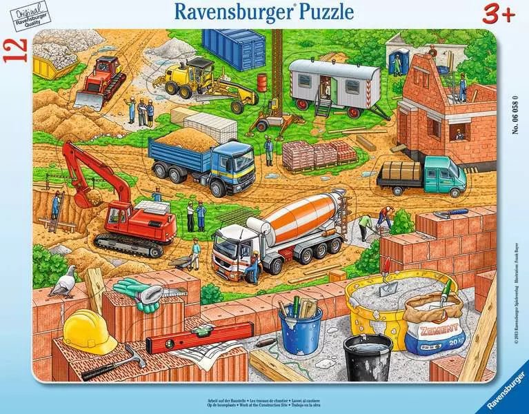 Rahmenpuzzle Baustelle ab 3 Jahren mit 12 Teilen