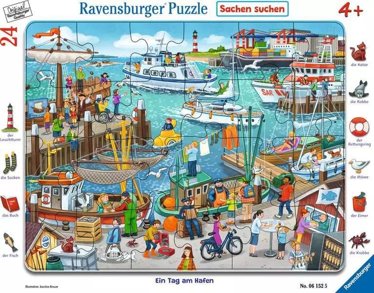 Kinderpuzzle ab 4 Jahren mit Hafenmotiv und Rahmen Ravensburger 24 Teile
