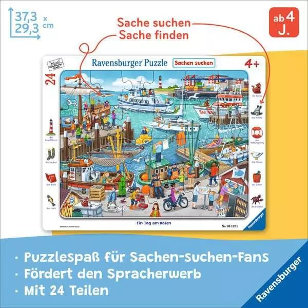 Ravensburger Rahmenpuzzle Ein Tag am Hafen ab 4 Jahren mit 24 Teilen
