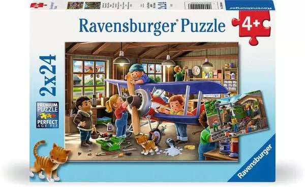 Kinderpuzzle ab 4 Jahren - Eisenbahn - und Flugzeugservice - 24 Teile - Ravensburger