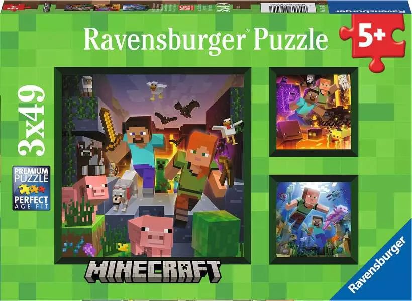 Minecraft Biomes Puzzle Set 3×49 Teile ab 5 Jahren Ravensburger

