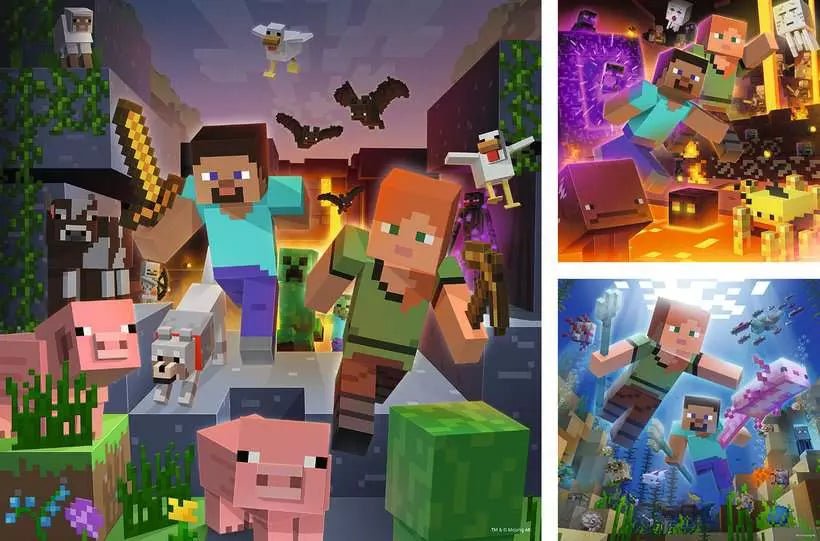 Ravensburger Minecraft Wald Nether Unterwasser Puzzle 5+
