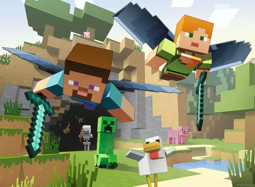 Ravensburger Kinderpuzzle Minecraft Tierische Abenteuer 200 Teile
