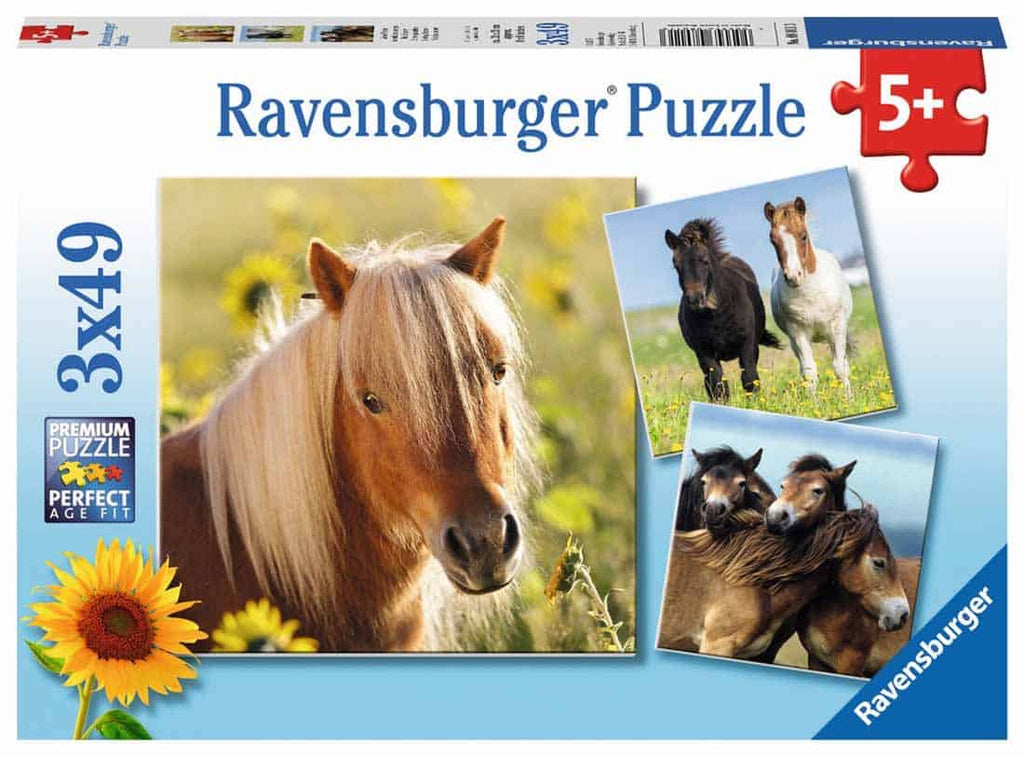 Kinderpuzzle ab 5 Jahren mit Pferdemotiven 3x49 Teile