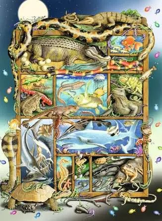 Kinderpuzzle - Reptilien im Regal - 200 Teile - Ravensburger