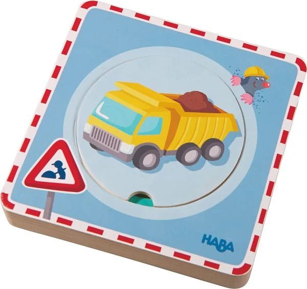 Kinderpuzzle - Schichtenpuzzle - Holzpuzzle - Baustelle - Haba