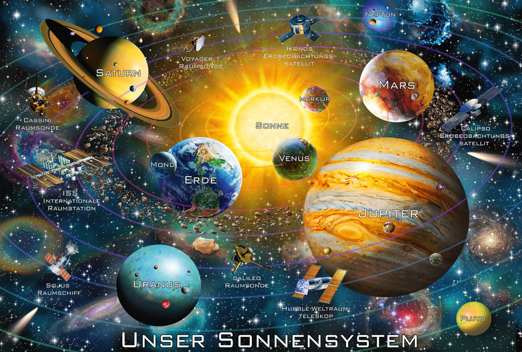 Kinderpuzzle Unser Sonnensystem mit komplett gelegtem Motiv
