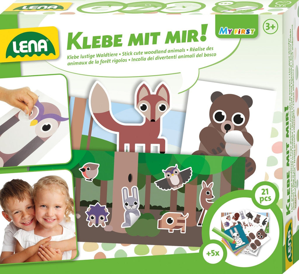 LENA Klebe mit mir Waldtiere Sticker‑Set Bastelspaß ab 3 Jahren