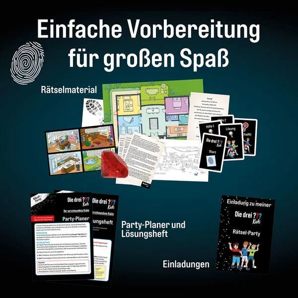 Die drei Fragezeichen Kids – Der verschwundene Rubin, Krimi-Party ab 7 Jahren