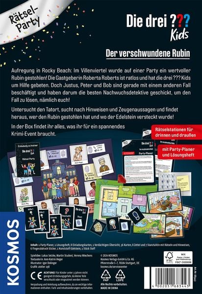 Die drei Fragezeichen Kids – Der verschwundene Rubin, Krimi-Party ab 7 Jahren