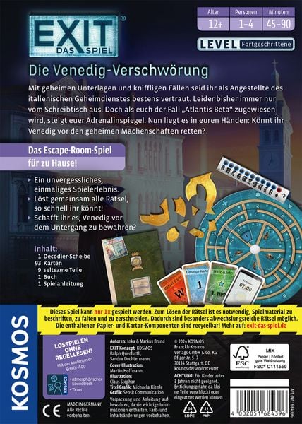 KOSMOS - Exit - Das Spiel - Die Venedig - Verschwörung - Kosmos