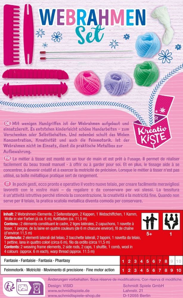 Webrahmen Set für Kinder in Metalldose, Kreativspiel für unterwegs