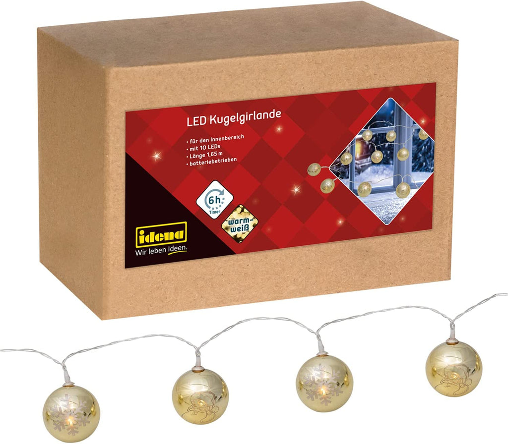 Kugelgirlande gold 10 LED für den Innenbereich - Idena