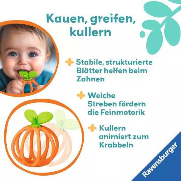 Silikon Greifling Orange Beißhilfe für Babys ab Geburt
