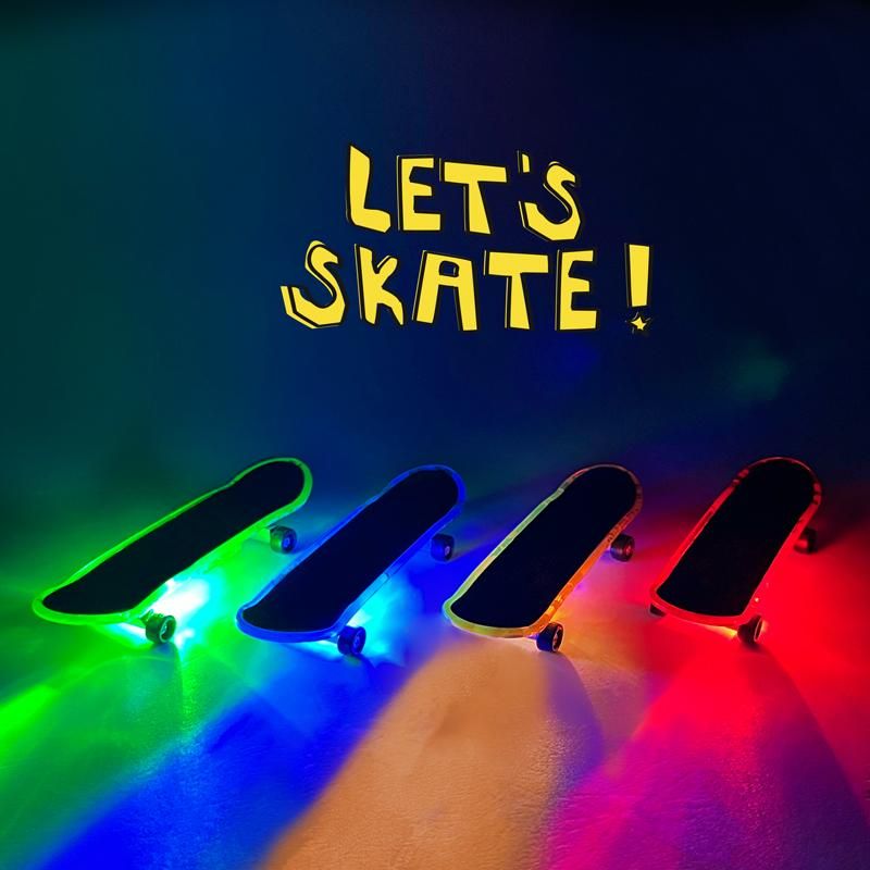 Trendhaus Finger-Skateboard mit Glanzdruck & LED-Effekt
