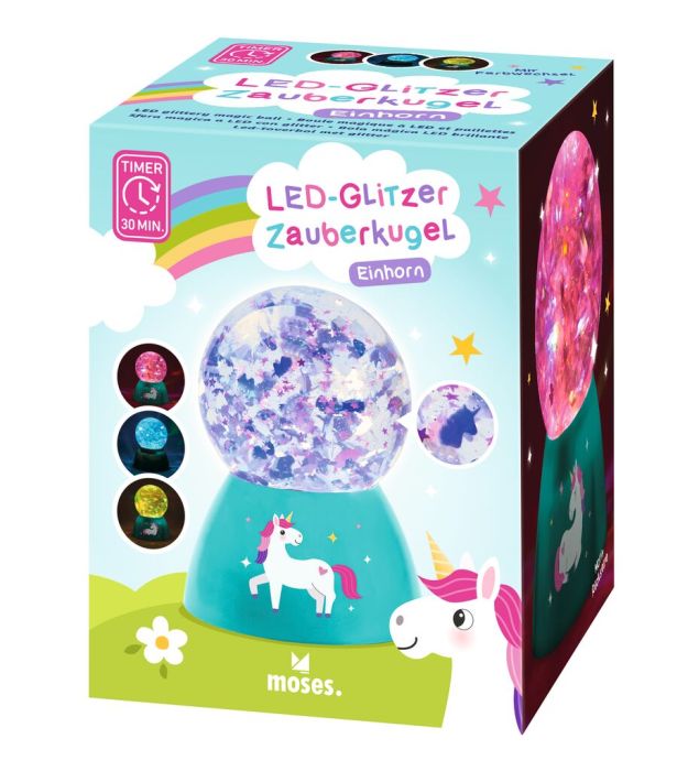 LED - Glitzer - Zauberkugel Einhorn - Moses