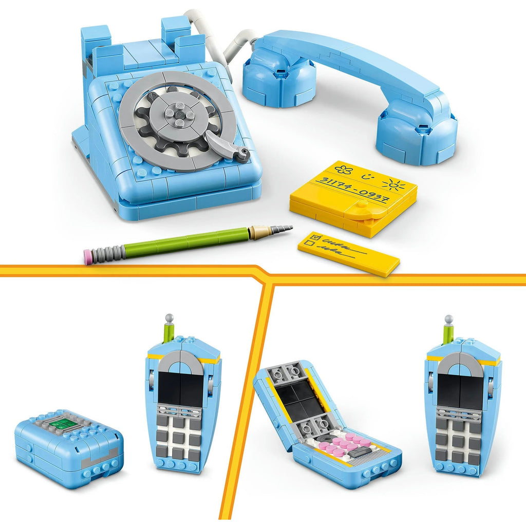 LEGO 60er-Telefon mit Notizzettelblock und Bleistift